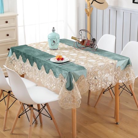 Elegant Embroidered Lace Tablecloth for Rectangle Dining Tables, Decorative Fabric Cover for Family Meals, Weddings, Banquets and Gatherings, 70 x 50 Inch