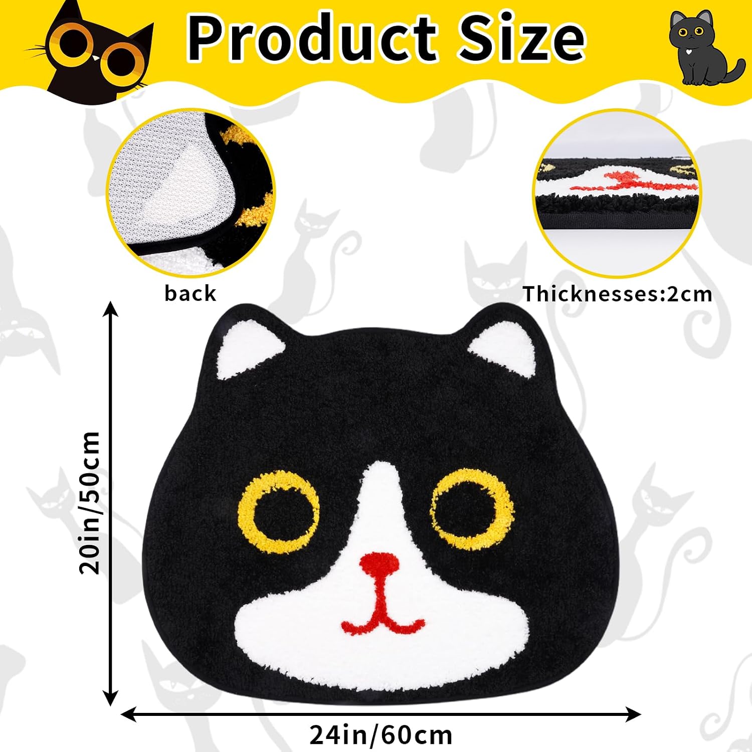 Cat Pattern Chenille Bathroom Mat - Image 2