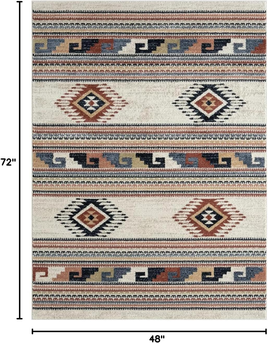 Multicolor Pattern Area Rug for Dining Room Living Room, Soft Non Shed Indoor Carpet with Orange Grey Beige Design, 4x6 - Image 2