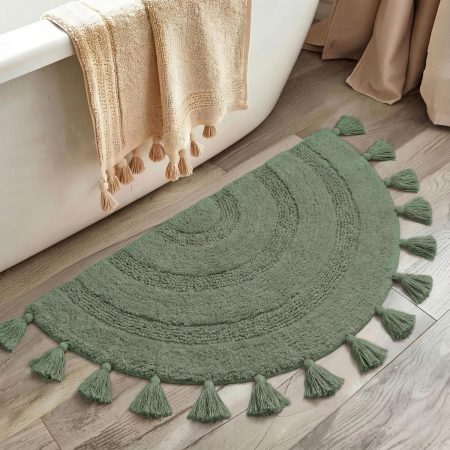 Semi-Circle Tassel Cotton Boho Bathroom Mat